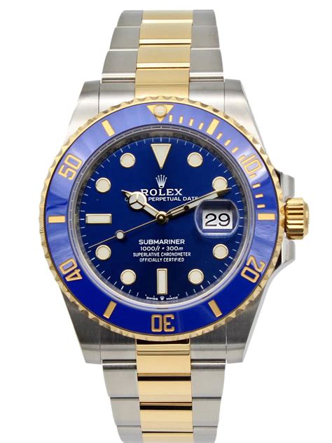 rolex submariner two tone blue price|rolex 126613lb price.